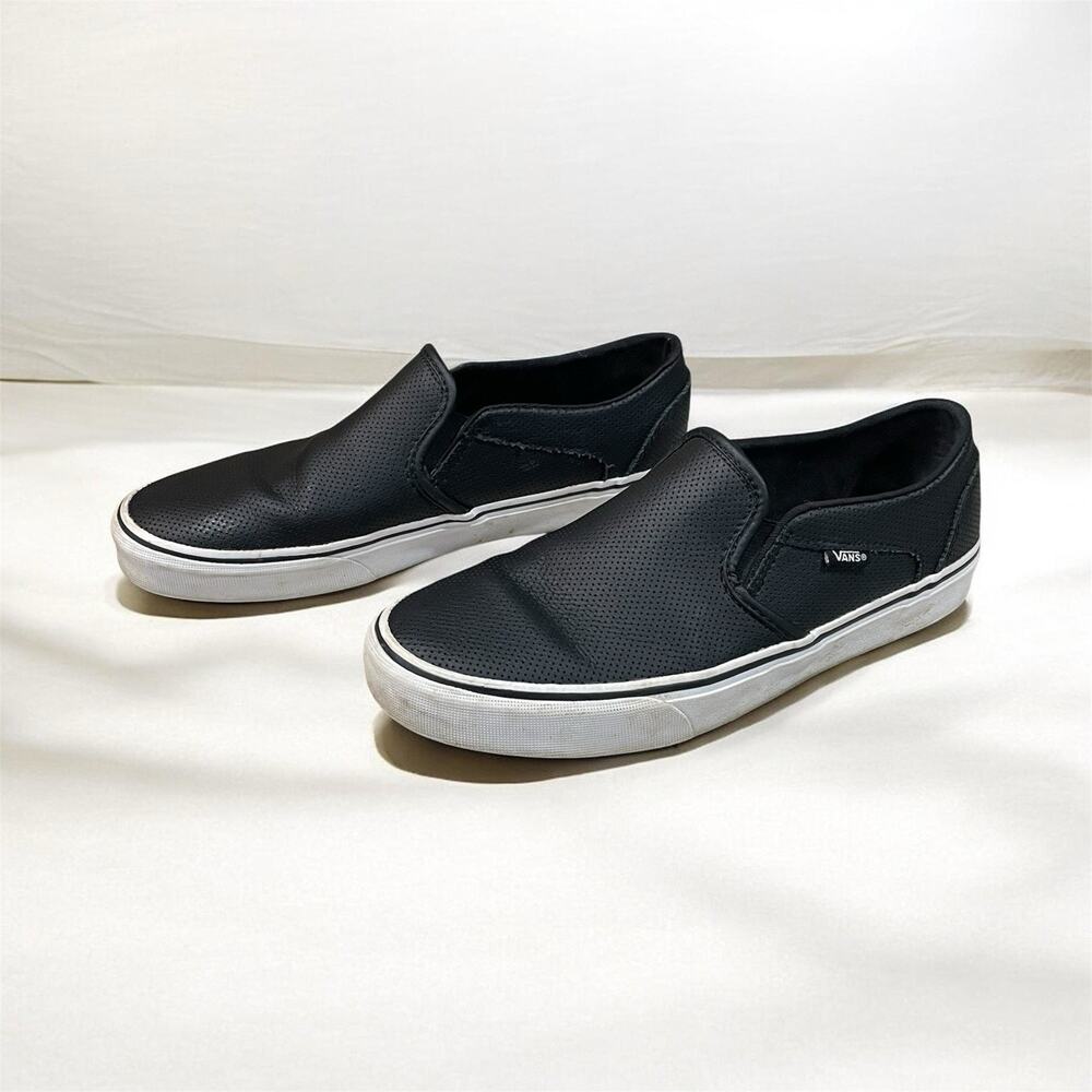 Vans Classic Slip-On Black Perforated Leather –Women’s Size 10